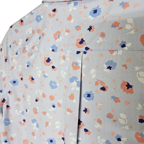 L.L.Bean Womens Wrinkle-Free Floral Button-Down Shirt XXS Light Blue 100% Cotton - Picture 3 of 9